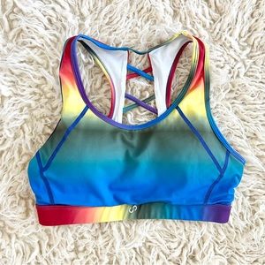 Curves’n’Combatboots CNC Rainbow pride sports bra
